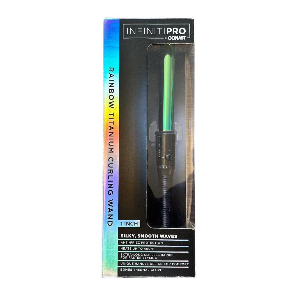 CONAIR Infiniti Pro Rainbow Titanium Curling Wand 1-Inch Silky Smooth Waves